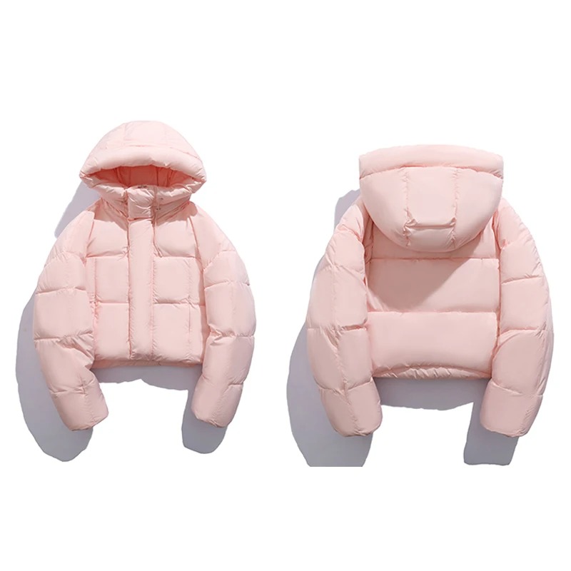 Cropped pufferjas met capuchon