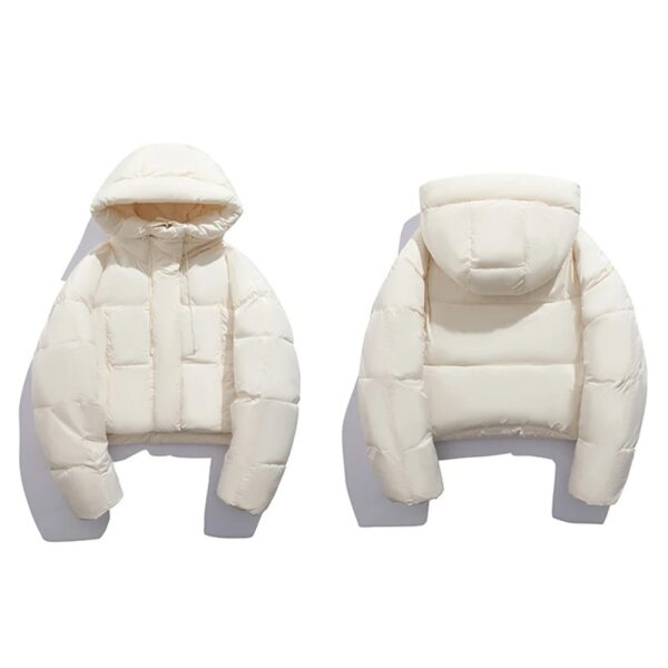 Cropped pufferjas met capuchon - Afbeelding 2
